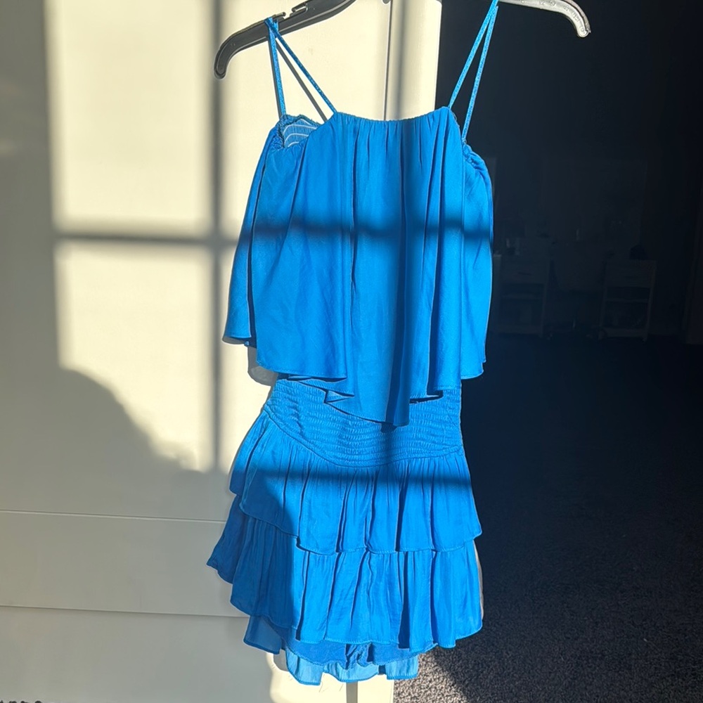 Blue Ruffled Layered Dress